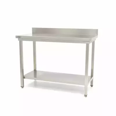 Rozsdamentes acél asztal hátsó felhajtással - 120 x 60cm - állítható magasságú