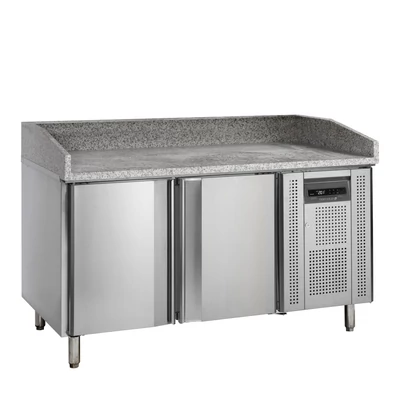 Tefcold Pizzaelőkészítő hűtött munkaasztal – 2 ajtóval - gránit fedlappal